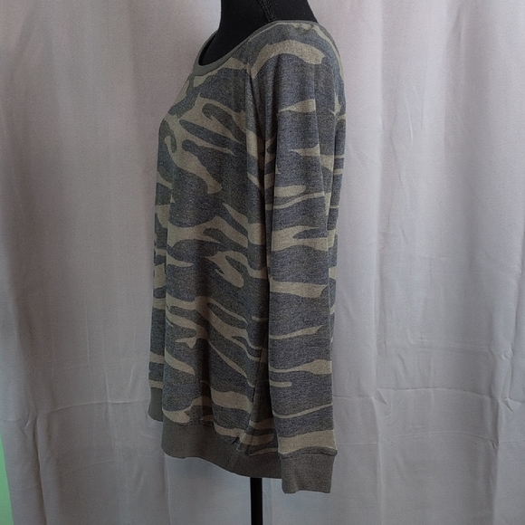 Torrid Camouflage Crewneck Sweater in Olive and Charcoal - Picture 3 of 5